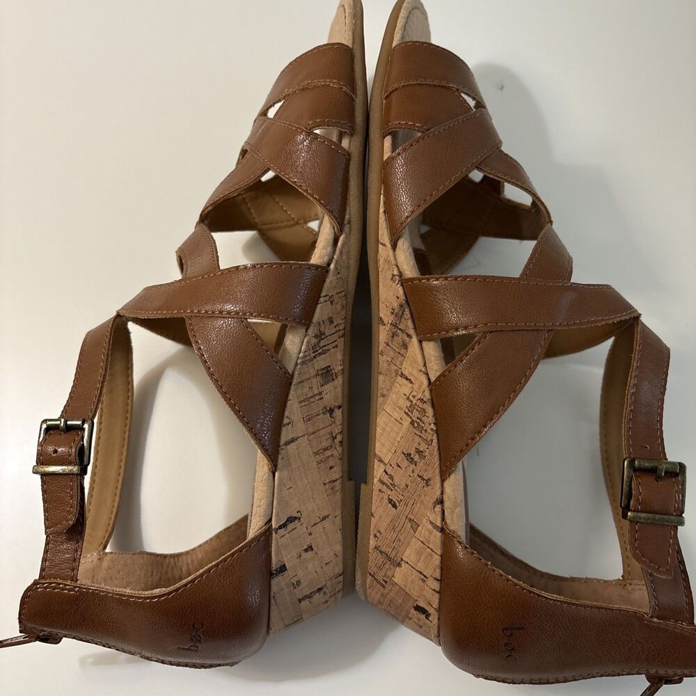b.o.c Brown Wedge Gladiator Sandals Back Zip Cushioned Insole Excellent 11M - Picture 6 of 8